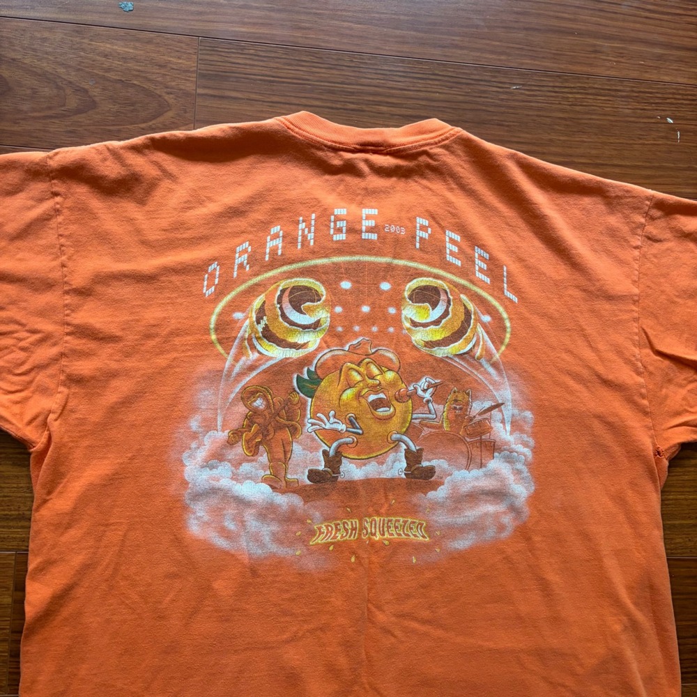 Vintage 2003 Orange Peel Fresh Squeezed Graphic Band Music T-Shirt Orange 2XL